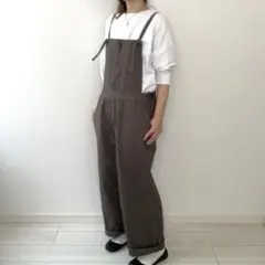 cheer札幌 リネンチャコールグレー サロペット オーバーオール - メルカリ