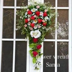 まーさん様専用　いちごとマーガレットのスワッグ風♡フラワーリース