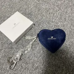 Swarovski ネイビー ハート型キーホルダー 鏡