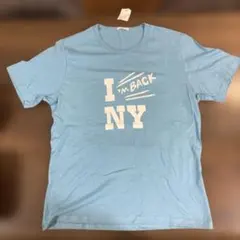 I'M BACK NY プリントTシャツ ライトブルー　汚れあり