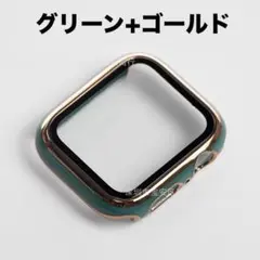 【新品】 アップル ウォッチ プラスチック 文字盤 カバー 41mm　緑+金