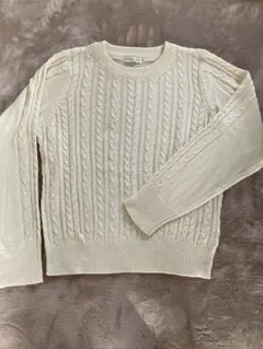 earth music&ecology アイボリー ケーブルニットセーター