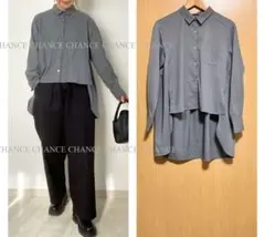 美品　ミズイロインド 洗える　シャツ ブラウス 長袖　無地