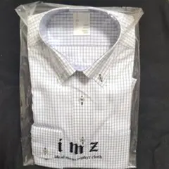 imz 　ワイシャツ　チェックシャツ　ビジネスシャツ　ブルー　37-82