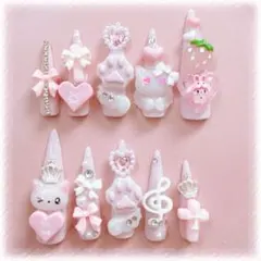 ネイルチップ 量産型 平成女児 女児 ピンク姫系 地雷系 スーパーロング 猫