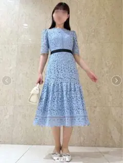 超美品　ブルー　レースワンピース　佳子さま　パーティー　CELFORD まさにプリンセス！【CELFORD】佳子様ご愛用¥27,500レース