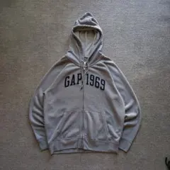 00s OLD GAP アーチロゴ ジップパーカー XL グレー 霜降り