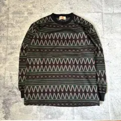 90s 総柄トップス ネイティブ 幾何学模様 レトロ ストリート アート