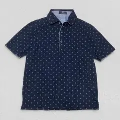 サンタバーバラポロ＆ラケットクラブ♡総柄ポロシャツ　半袖　ネイビー　Mのサムネイル