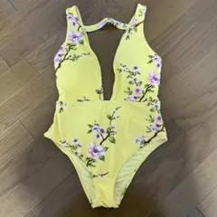 Forever 21 花柄 ワンピース水着 Sサイズ イエローのサムネイル
