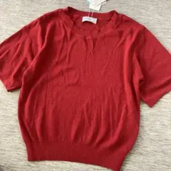 赤い半袖ニットセーター　新品　M 冷感