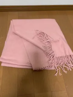 ピンク フリンジ付き 大判ストール　暖かい♪