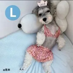 ペット用 ヒョウ柄 ビキニ ドレス 犬用　水着 小型犬 猫 ピンク L 夏のサムネイル