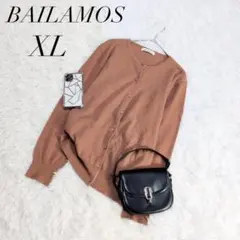 バイラモス/カーディガン/無地/LLサイズ/キャラメルブラウン/ニット
