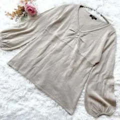 DRESKIP ドレスキップ ボリューム袖 Vネック ニット プルオーバー M