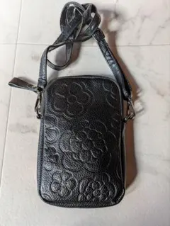 黒花柄スマホショルダーバッグ
