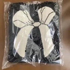 ブラック リボン デザイン ニット トートバッグ ミニ かわいい