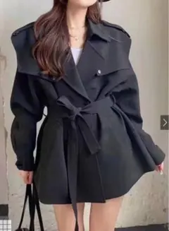 リボンベルト付きショート丈トレンチコート[k8959a] グレイル