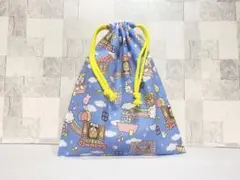 丸型巾着 巾着袋 ポーチ まんまる巾着 パン屋ねこ ブルー - メルカリ