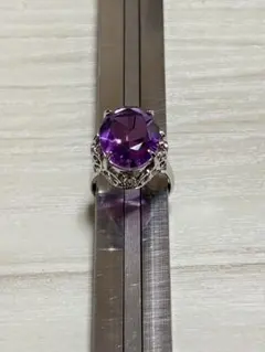 パープルストーン リング シルバーカラー　ヴィンテージ