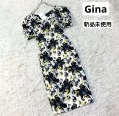 新品未使用　Ginaフラワープリント パフスリーブ ストレッチワンピース　S