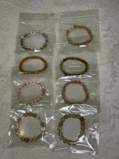 天然石（ルチル）の透明・ブラウン系ブレスレット8個セット