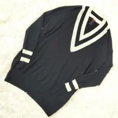 ダブルスタンダードクロージング Vネック長袖ニット フリーサイズ ダークネイビー