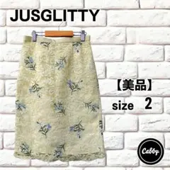 【美品】JUSGLITTY ジャスグリッティー　刺繍レース　タイトスカートのサムネイル