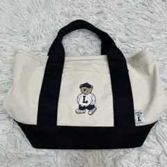 LOGOS DAYS ロゴスベア刺繍 キャンバスミニトート　ベージュのサムネイル