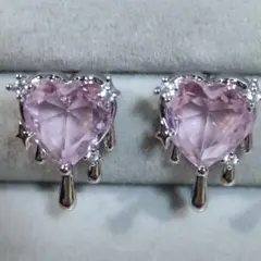 残り1点【匿名配送✨新品】ピアス　ピンク　ジルコニア　シルバー　ハート　ゴシック