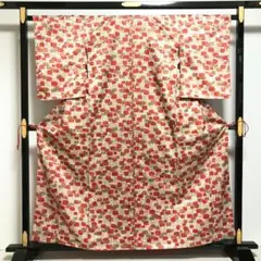 小紋 よろけ縞に四角模様 着物 KK-1010
