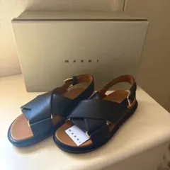 MARNI マルニ レザー フラットサンダル ブラック 黒 37 - メルカリ
