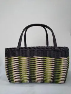 ハンドメイド　エコクラフトかごバック♪
