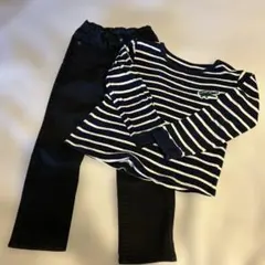 140ボーダー長袖 130ブラックパンツ セット