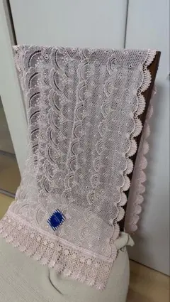 着物ショール ピンク レース 扇形模様
