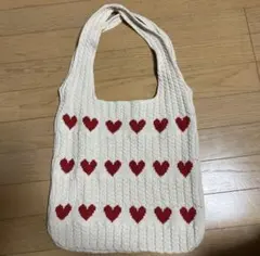 ハート柄ニットトートバッグ