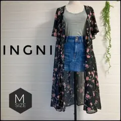 イング/透け感☆花柄シフォン生地シャツワンピースMサイズ