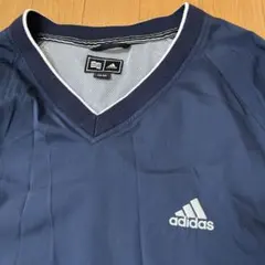 adidas アディダス　ネイビーVネック ナイロンプルオーバージャケット