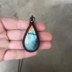 ラブラドライト　マクラメアクセサリー