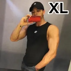 メンズタンクトップ XL スポーツ トレーニング 筋トレ 速乾 吸汗 ブラック