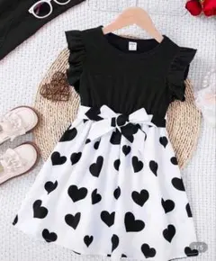 ハート柄フリル袖ワンピース