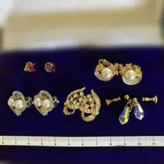 パールとクリスタルのイヤリング　おまとめ5セット イミテーション