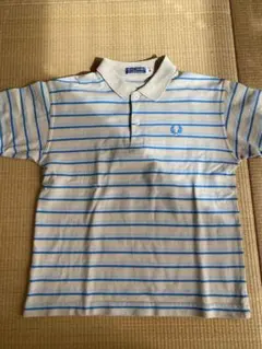 FRED PERRY サイズ10 半袖ポロシャツ ベージュ/青ストライプ