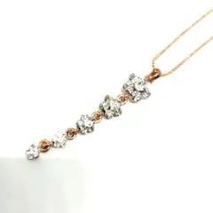 フラワー　花　 ビジュー　クリスタル ネックレス　ゴールド