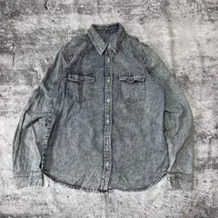 デニムシャツ ライトブルー アメカジ 長袖 古着 レディース M