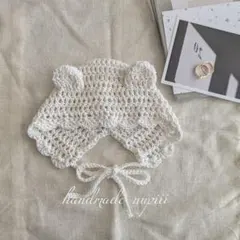 handmade♡くまさんボンネット帽♡0〜3ヶ月サイズベビーキッズ