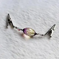 ストールクリップ(ハンドメイド)パープルダークイエロー　羽織紐　スカーフ留め