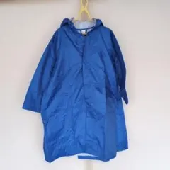 通学用☆青いフード付きレインコート(ランドセルの上からもOK)120