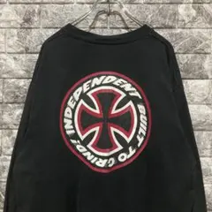 90s〜00sINDEPENDENT 長袖シャツ ネイビー アイアンクロス - メルカリ