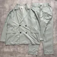 希少カラー✨ ライトブルー　スーツセットアップ　ダブル　ゆるだぼ　M〜L